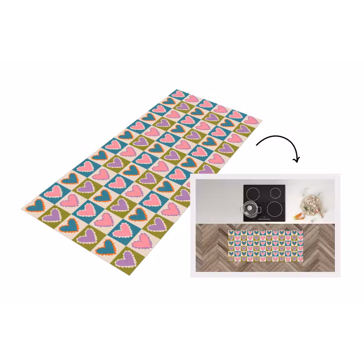 Keukenloper - Retro - Kleuren - Patroon - Hartjes — 1