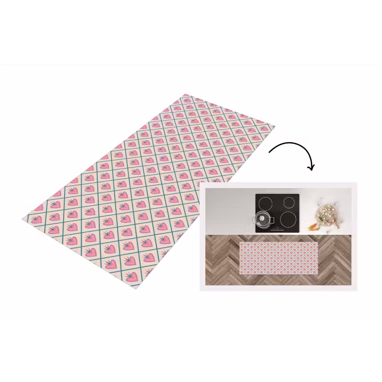 Keukenloper - Retro - Ruit - Hartjes - Patroon — 1