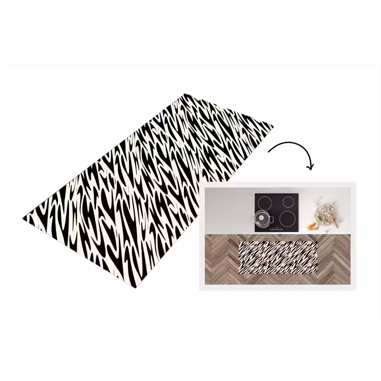 Keukenloper - Zwart - Beige - Strepen - Dynamisch — 1