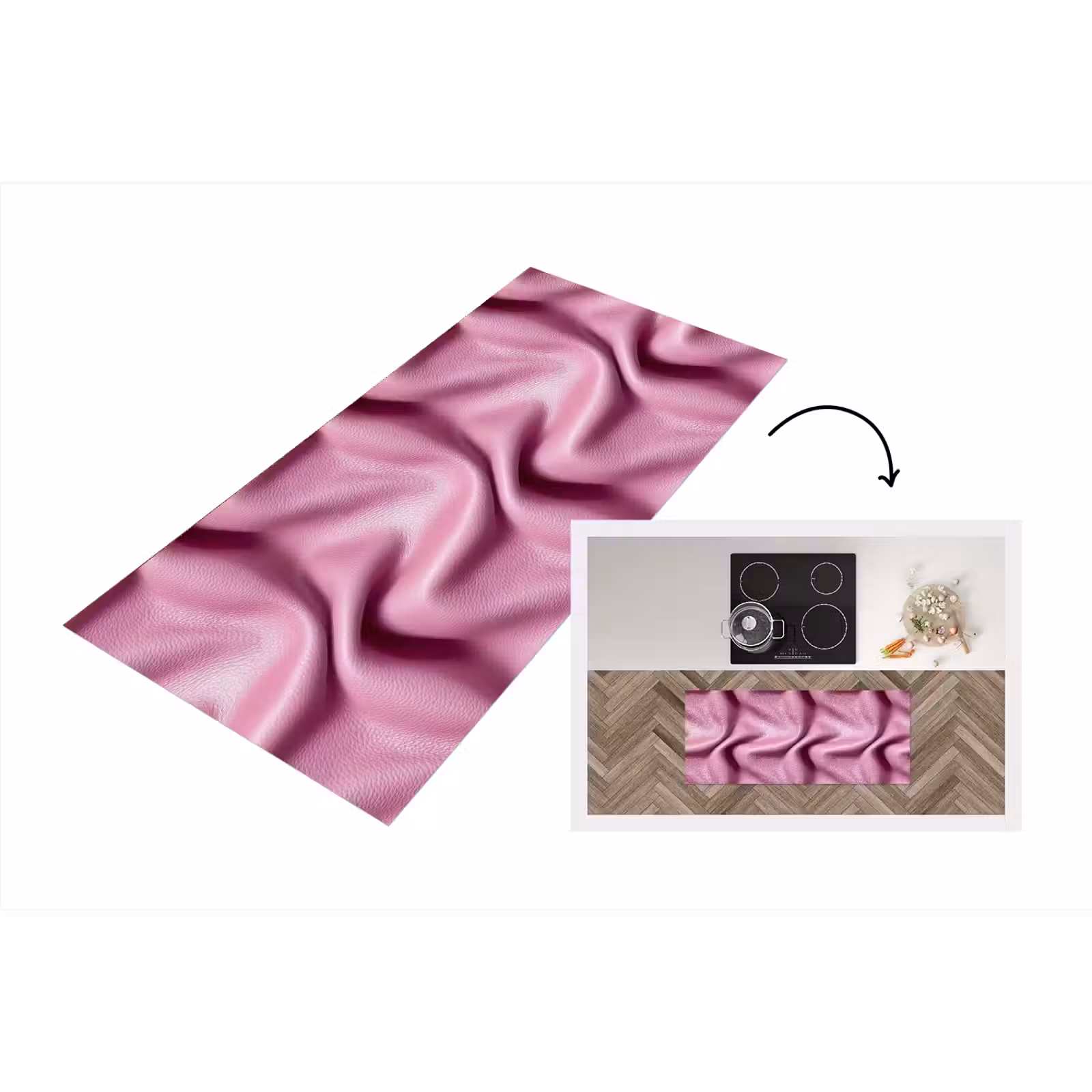 Keukenloper - Gevouwen - Leer - Roze — 1