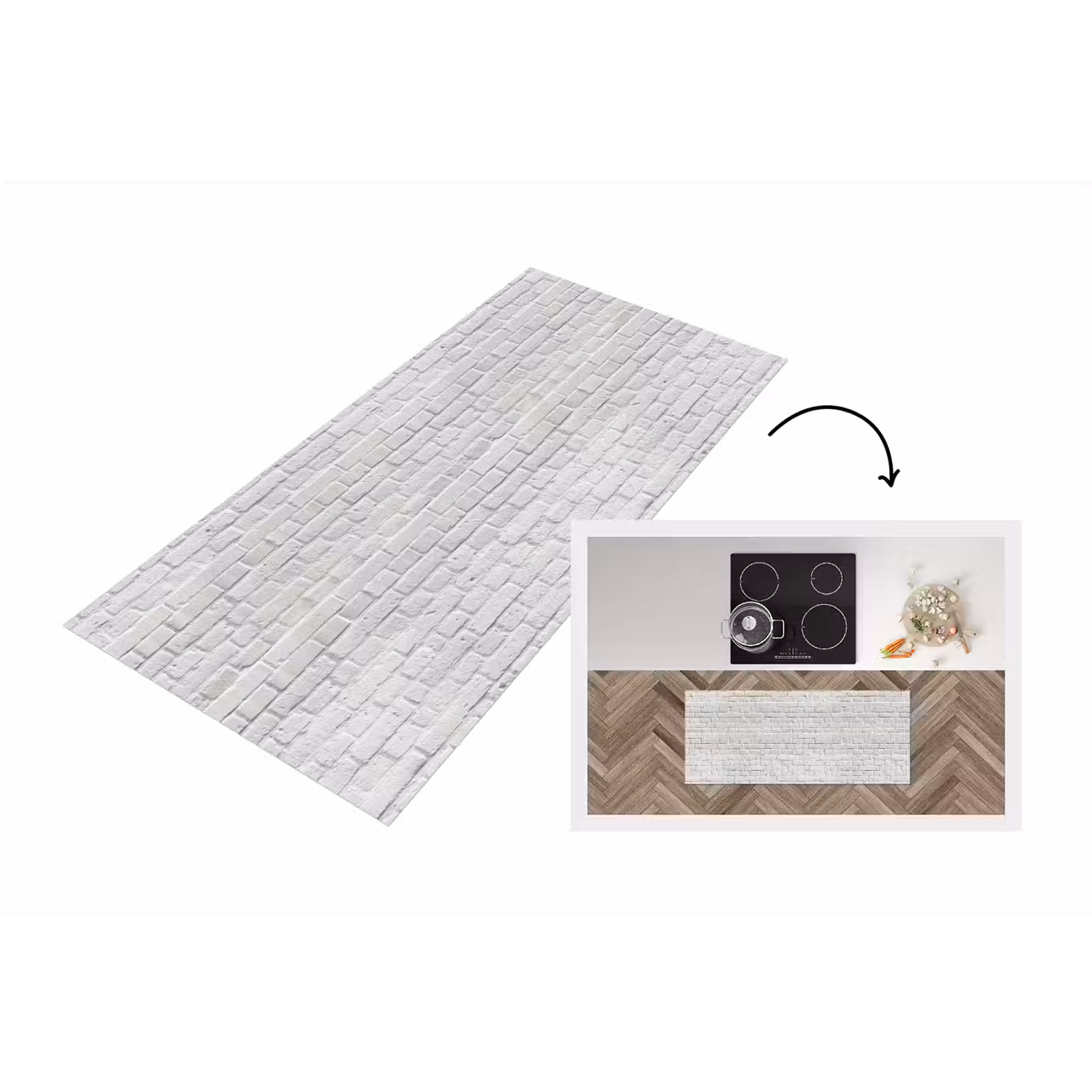 Keukenloper - Muur - Natuursteen - Wit - Patroon — 1