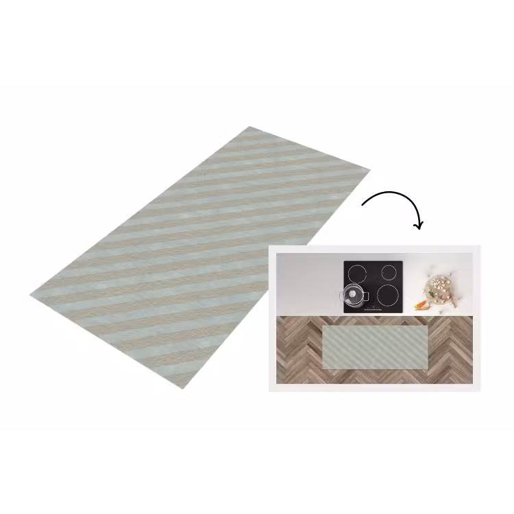 Keukenloper - Grijs - Groen - Strepen — 1