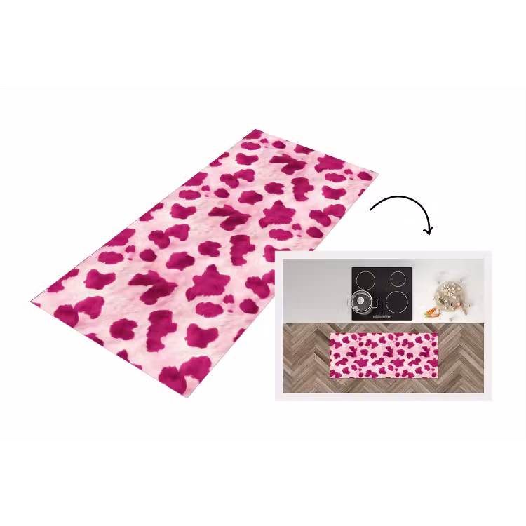Keukenloper - Koeienprint - Roze - Harig — 1