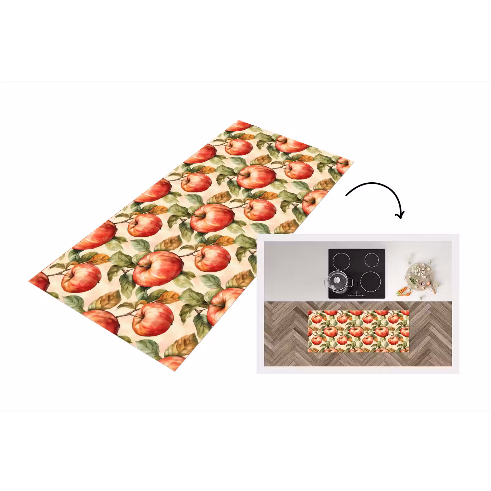 Keukenloper - Waterverf - Appel - Tak - Patroon — 1