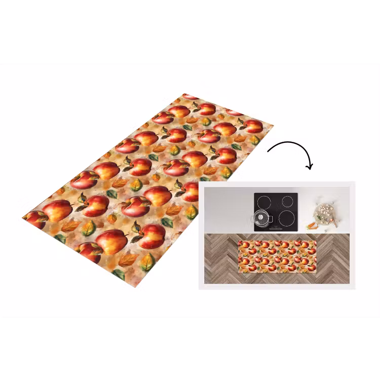Keukenloper - Dieprood - Donker - Appel - Patroon — 1