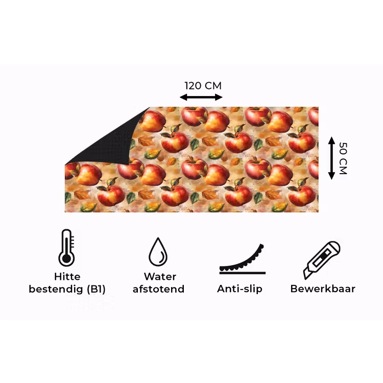 Keukenloper - Dieprood - Donker - Appel - Patroon — 5
