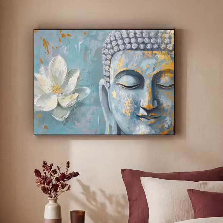 Art Frame - Boeddha - Bloem - Lotus - Goud - Blauw — 3