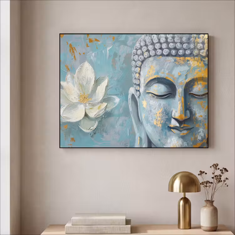 Art Frame - Boeddha - Bloem - Lotus - Goud - Blauw — 5