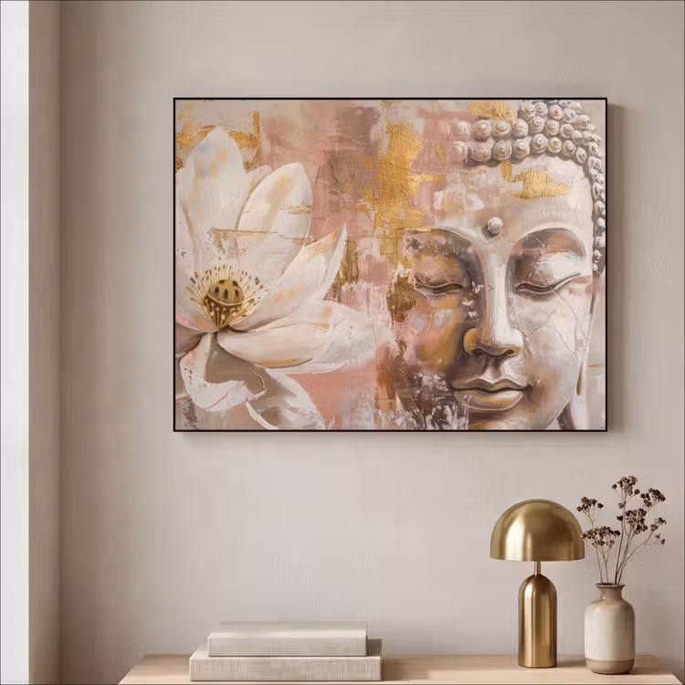 Art Frame - Buddha - Bloem - Goud - Roze - Abstract — 5