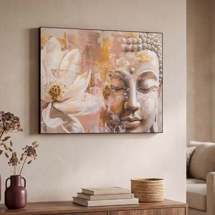 Art Frame - Buddha - Bloem - Goud - Roze - Abstract — 7