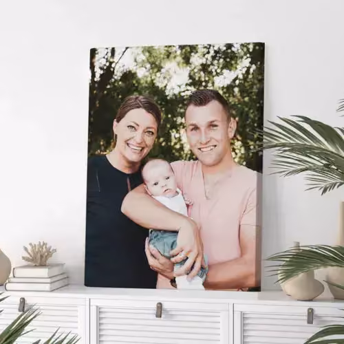 Een foto op canvas van een gezin