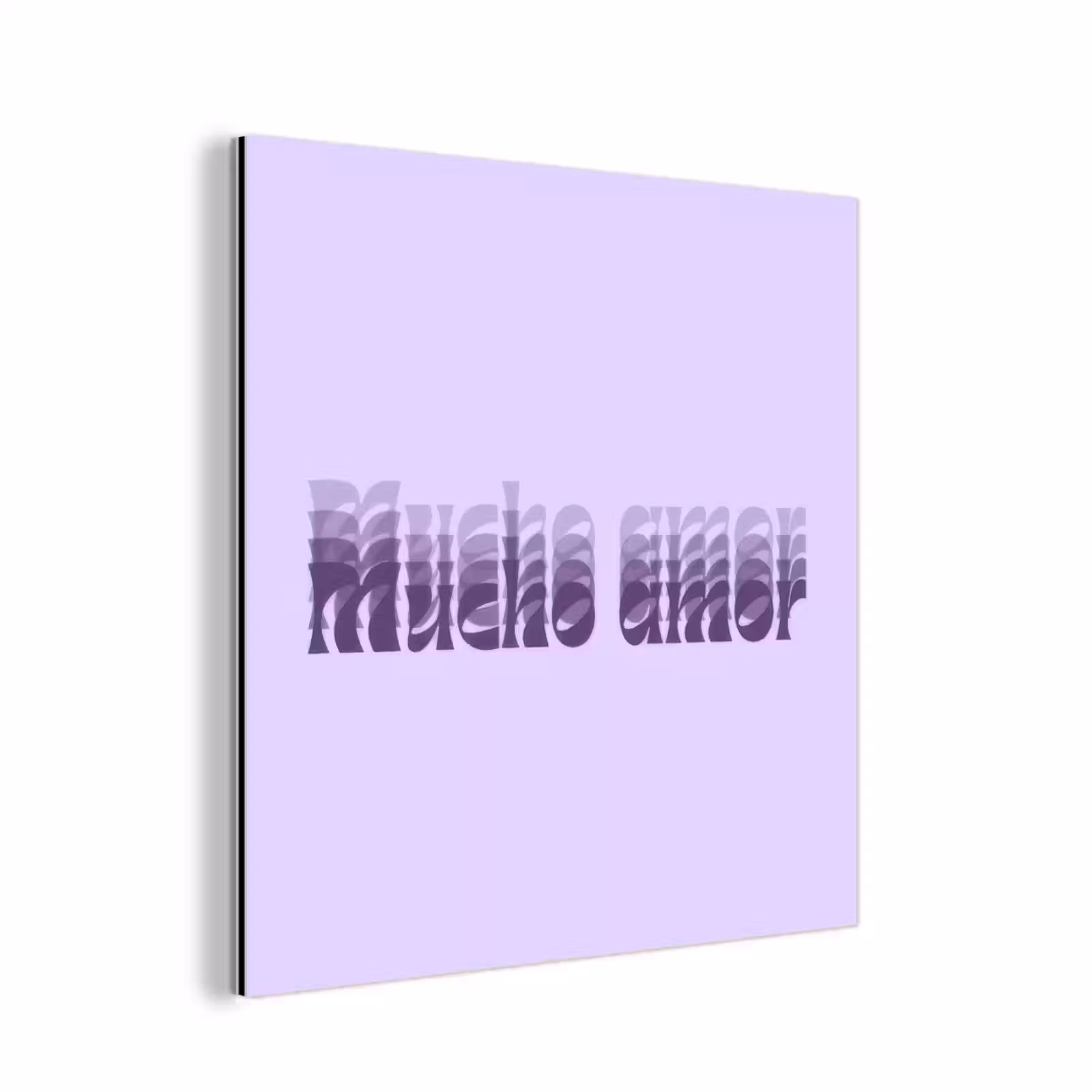 Aluminium schilderij - Mucho amor - Paars - Gelaagde letters — 1