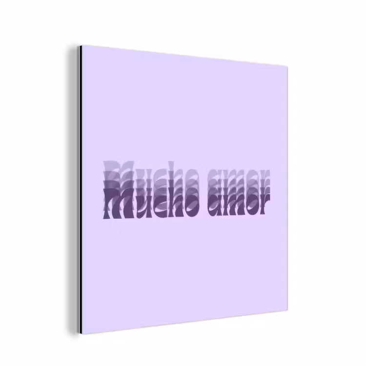 Aluminium schilderij - Mucho amor - Paars - Gelaagde letters — 1