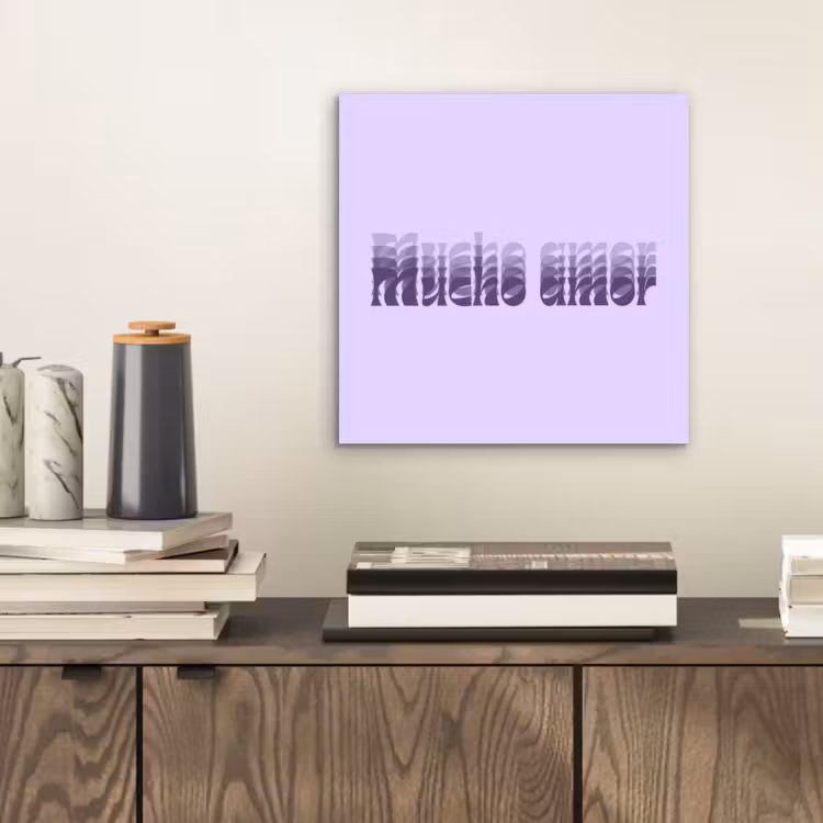 Aluminium schilderij - Mucho amor - Paars - Gelaagde letters — 2