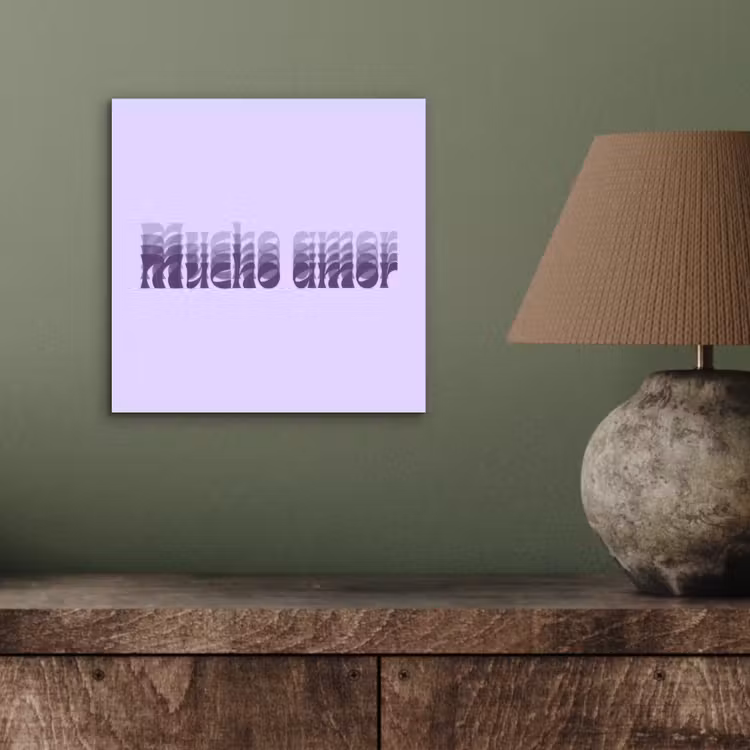 Aluminium schilderij - Mucho amor - Paars - Gelaagde letters — 3