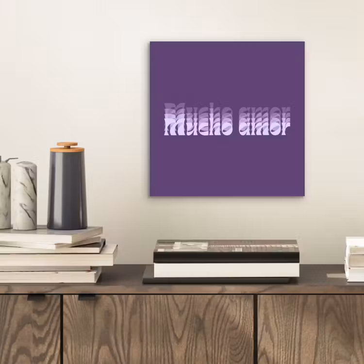 Aluminium schilderij - Mucho amor - Paars - Grafisch — 2