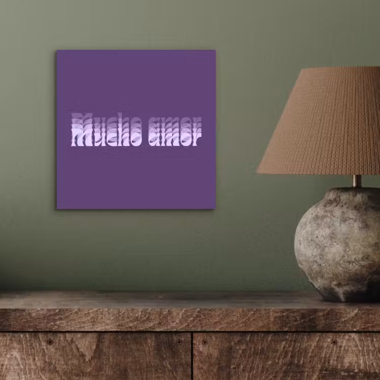 Aluminium schilderij - Mucho amor - Paars - Grafisch — 3