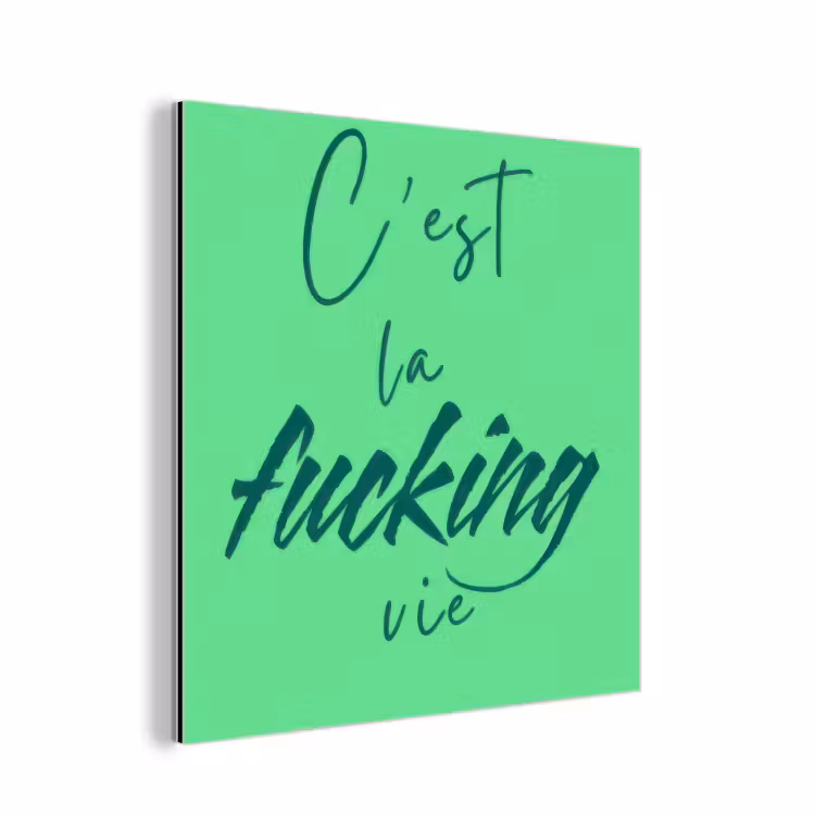 Aluminium schilderij - c'est la fucking vie - Groen - Penseelstijl — 1
