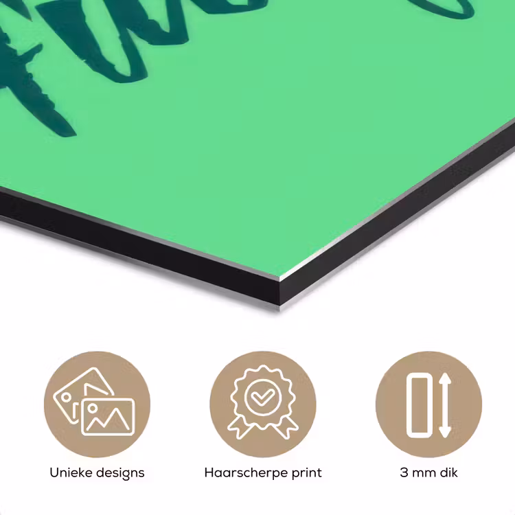 Aluminium schilderij - c'est la fucking vie - Groen - Penseelstijl — 7