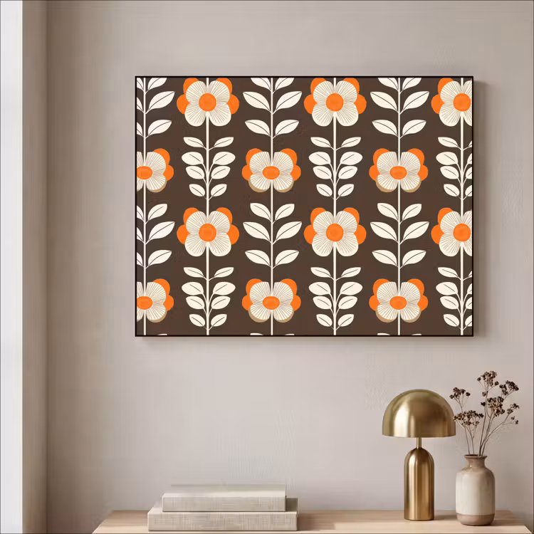 Art Frame - Bloemen - Retro - Bruin — 5