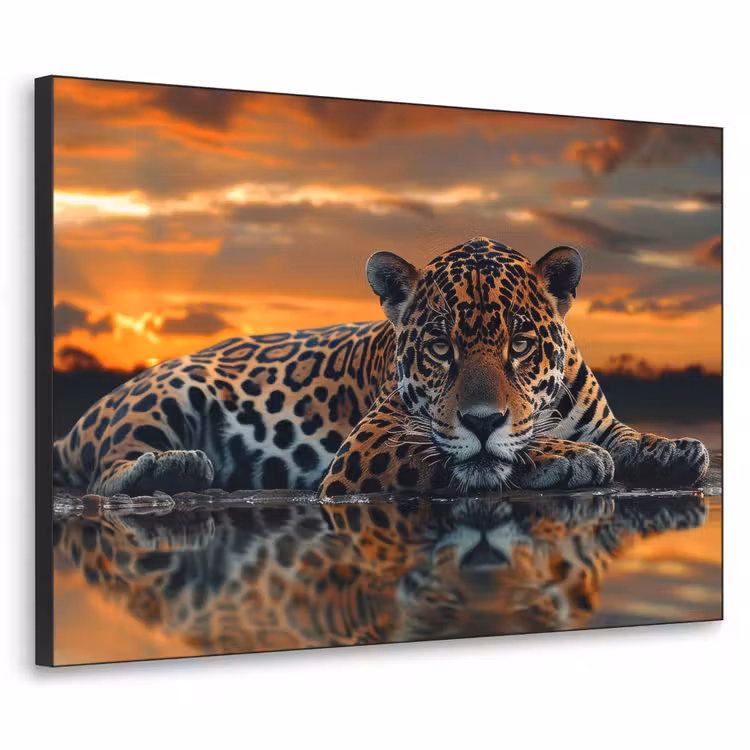 Art Frame - Natuur - Luipaard - Dier - Zonsondergang - Modern — 1