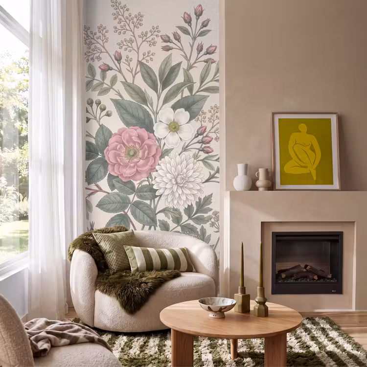 Behang - Botanische Bloemen Vintage