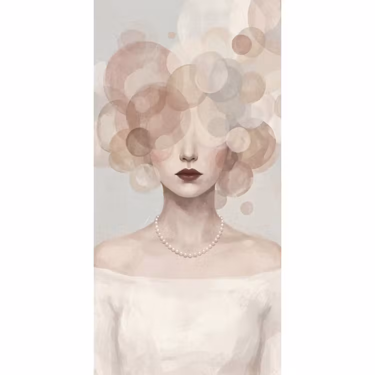 Behang - Vrouw - Cirkels - Beige — 2