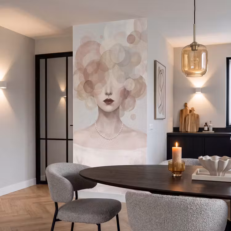 Behang - Vrouw - Cirkels - Beige — 5