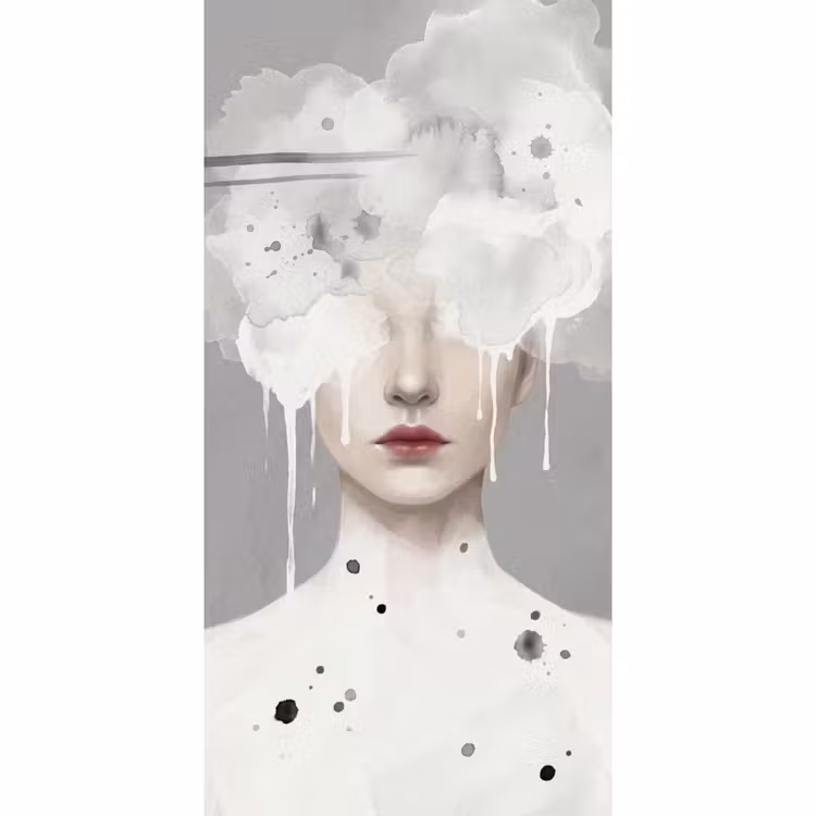 Behang - Vrouw - Wolk - Grijs β 2