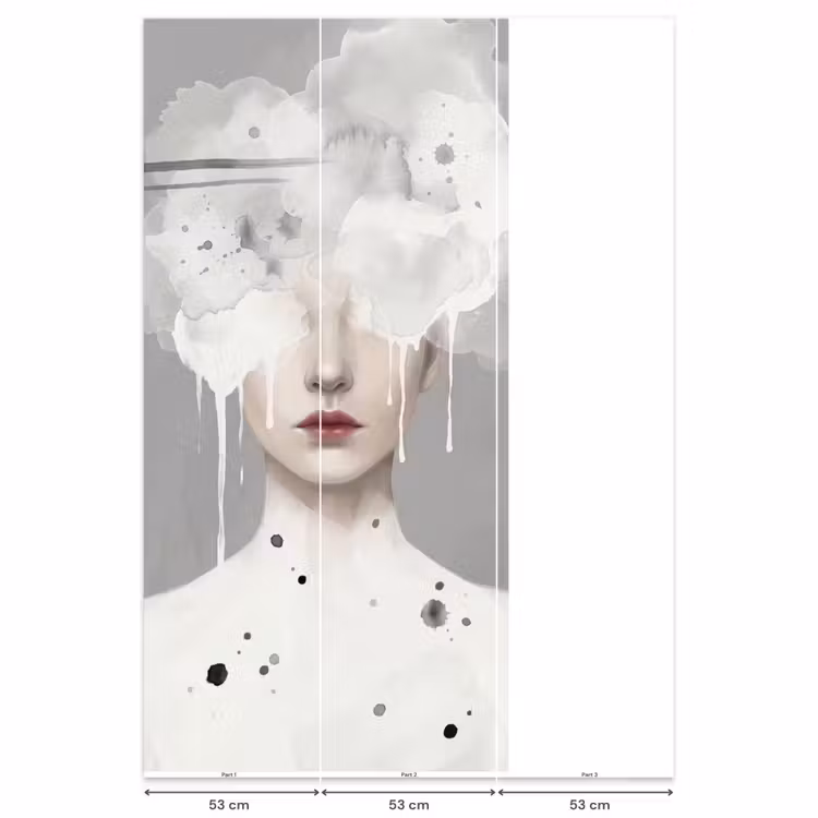 Behang - Vrouw - Wolk - Grijs β 6