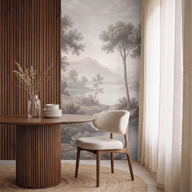 Behang - Bomen - Meer - Bergen - Illustratie — 4