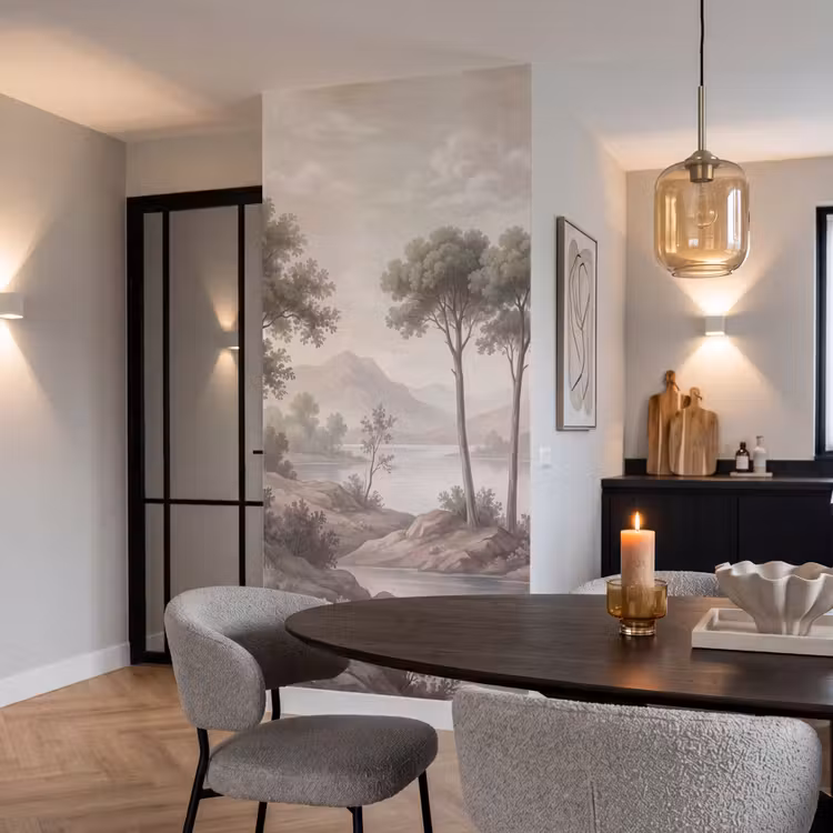Behang - Bomen - Meer - Bergen - Illustratie — 5