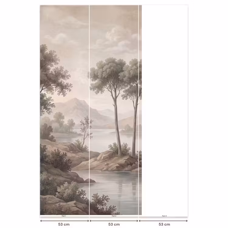 Behang - Bomen - Meer - Bergen - Illustratie — 6