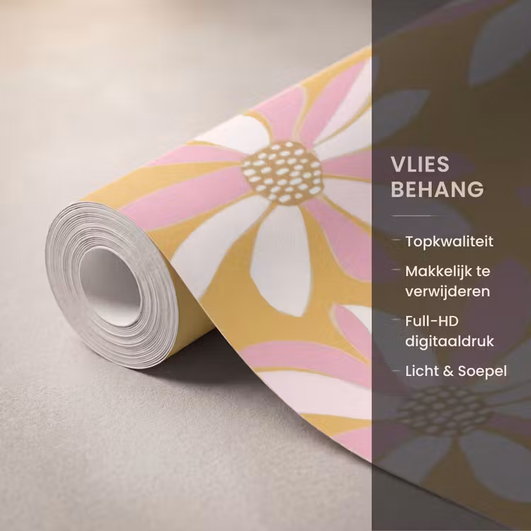 Behang - Bloemen - Modern - Geel — 3