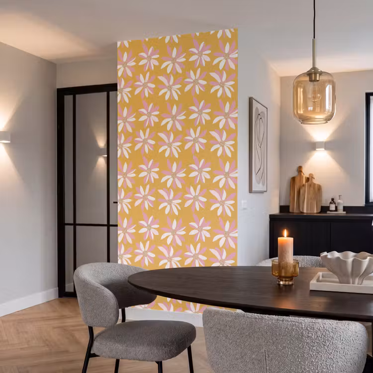 Behang - Bloemen - Modern - Geel — 5