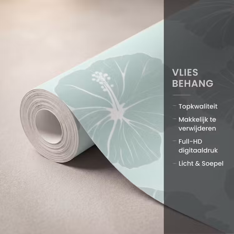 Behang - Bloemen - Hibiscus - Mint — 3