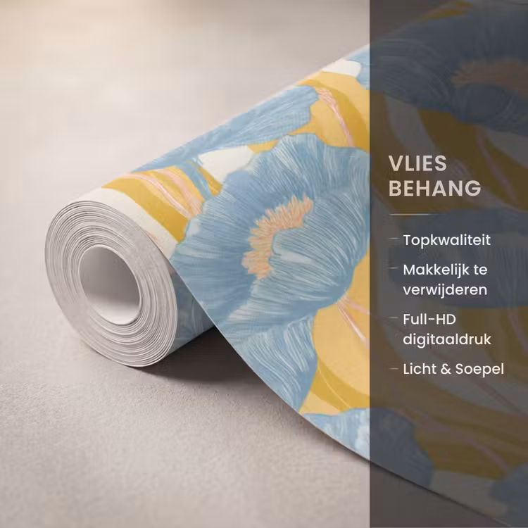 Behang - Papavers - Botanisch - Blauw — 3