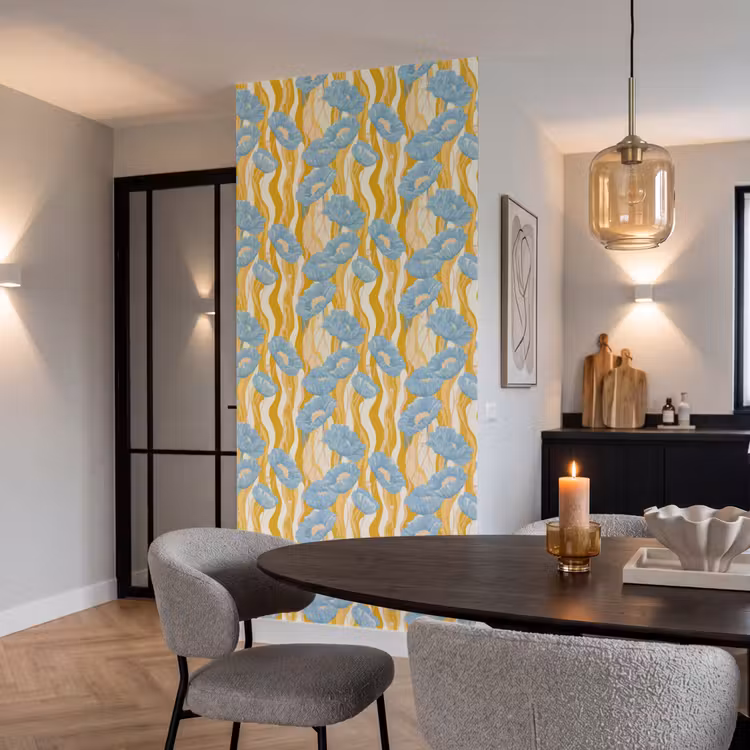 Behang - Papavers - Botanisch - Blauw — 5