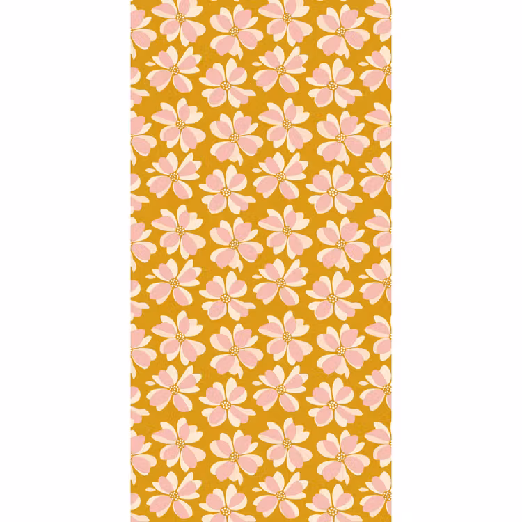 Behang - Vintage - Bloemen - Okergeel — 2