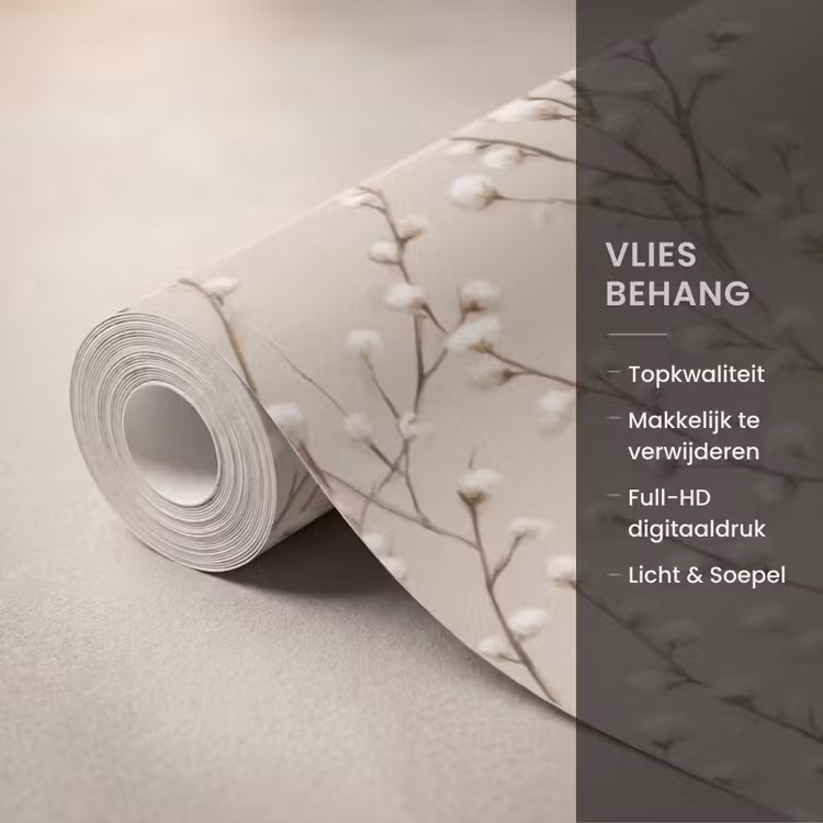 Behang - Katoen - Natuur - Taupe — 3