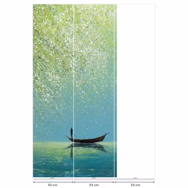 Behang - Roeiboot onder Bloesemtakken — 6