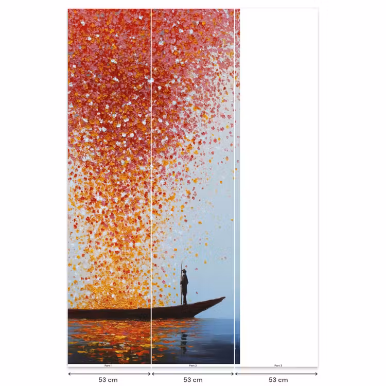 Behang - Man in Roeiboot met Bloemblaadjes — 6