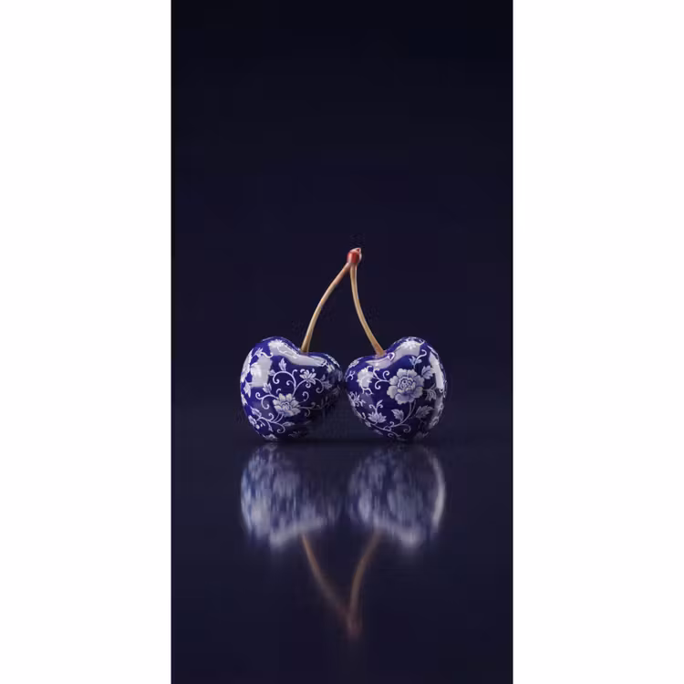 Behang - Porselein- Kersen - Delfts - Blauw — 2