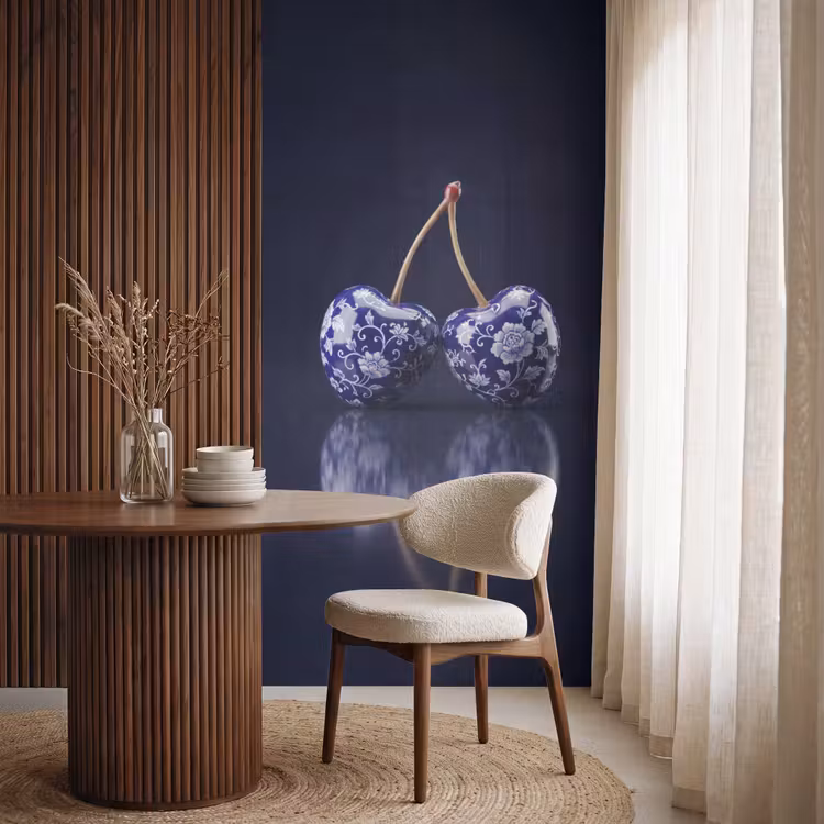 Behang - Porselein- Kersen - Delfts - Blauw — 4