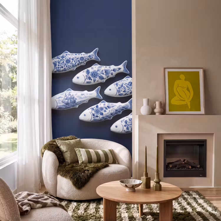 Behang - Vissen - Delfts - Blauw - Keramiek — 1