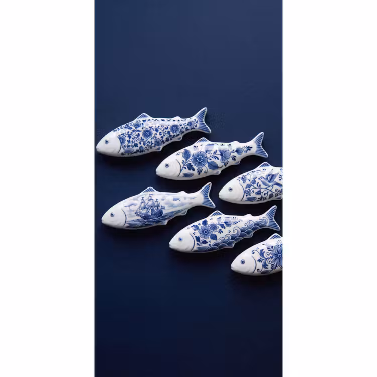 Behang - Vissen - Delfts - Blauw - Keramiek — 2