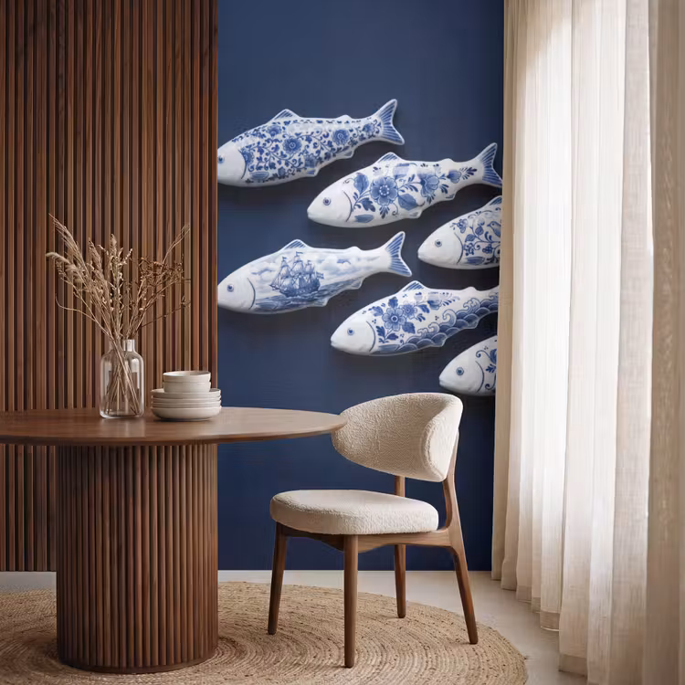 Behang - Vissen - Delfts - Blauw - Keramiek — 4