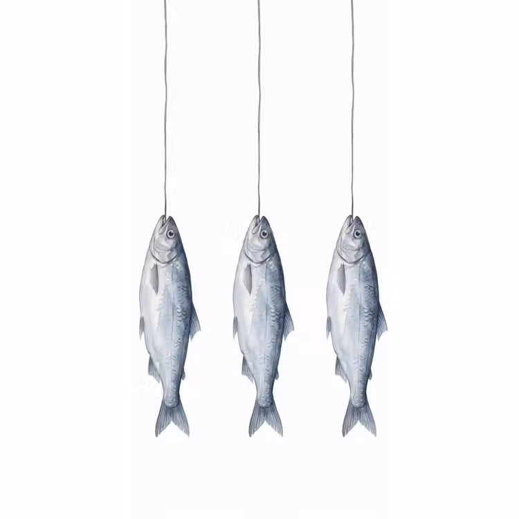 Behang - Vissen - Illustratie - Delfts - Blauw — 2
