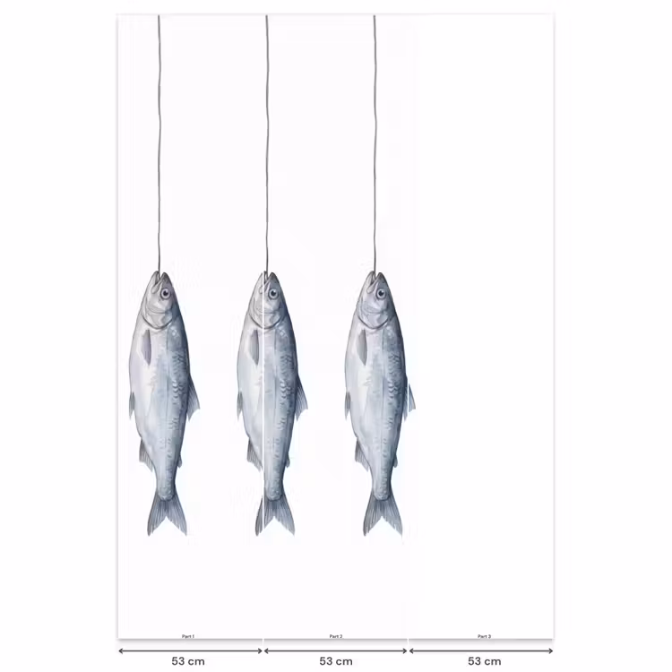 Behang - Vissen - Illustratie - Delfts - Blauw — 6