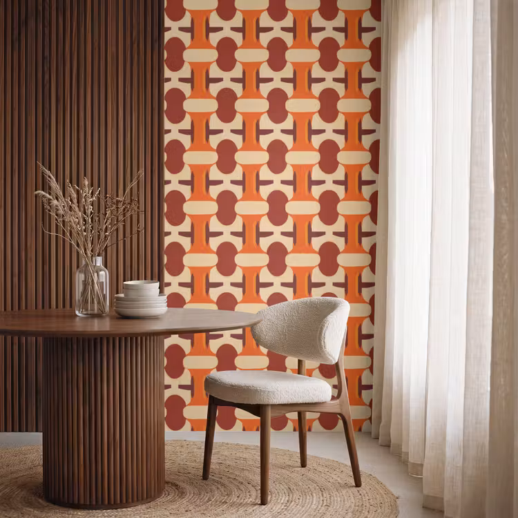 Behang - Geometrisch - Retro - Oranje — 4